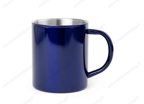 Mug métal personnalisé bleu