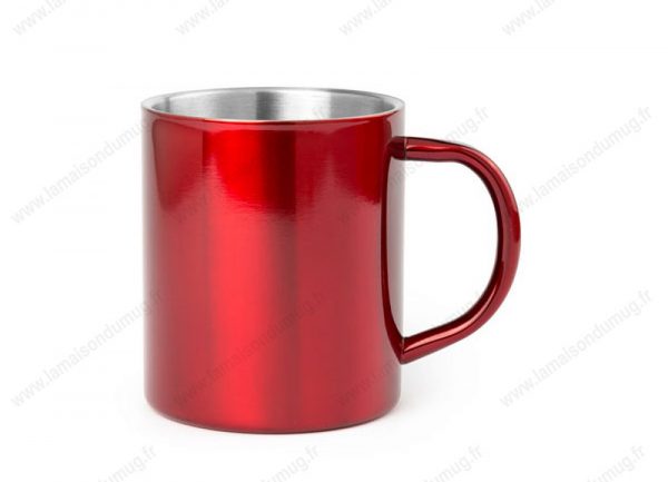 Mug métal personnalisé rouge