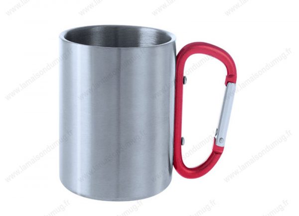 Mug métal personnalisé Mousqueton rouge